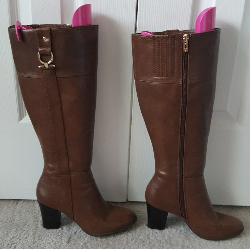 Alfani leather extended calf high boots